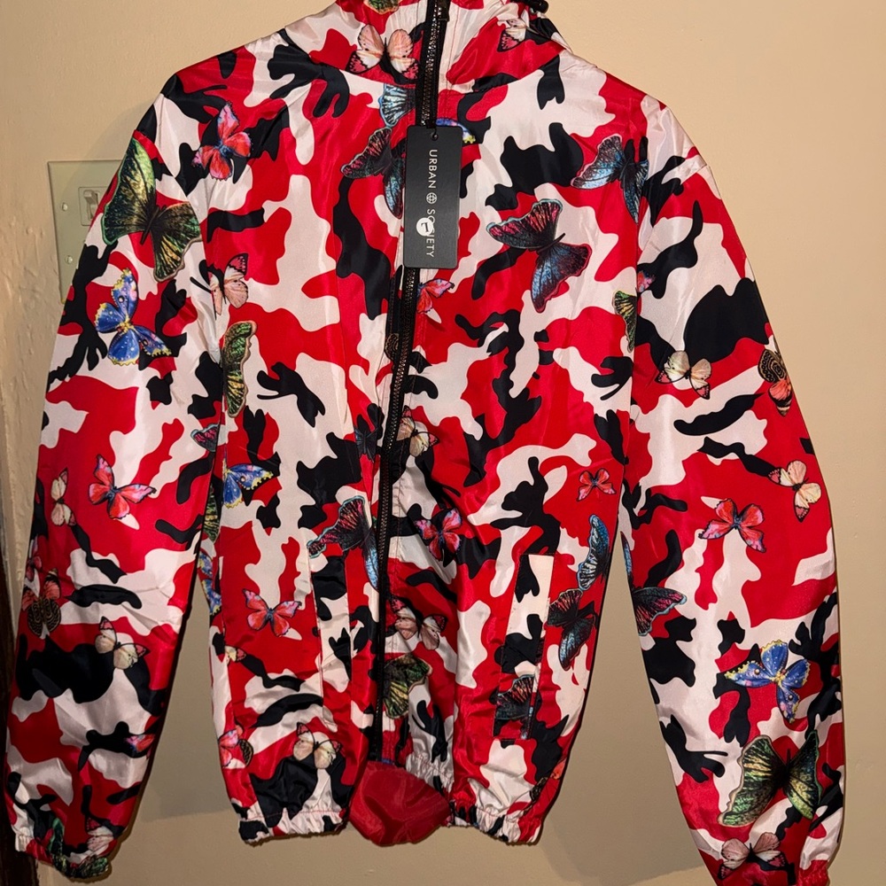Urban Outfitters Red and Black Lightweight Jacket